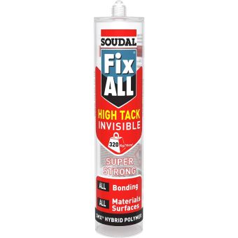 Soudal Fix ALL Transparent Adhesive 290ml | High Tack Invisible Hybrid Sealant