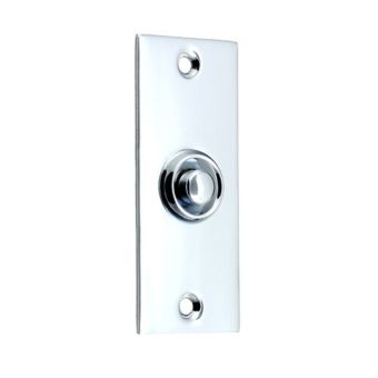 Flat Victorian Bell Push 76mm x 32mm - Bright Chrome