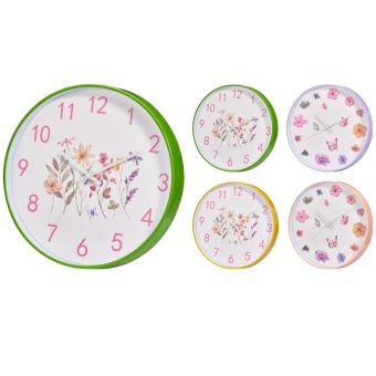 Floral Bees and Butterflies Wall Clock 30cm I Assorted Colours