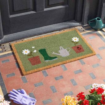 Flower Pots Coir Door Mat 45x75cm – Garden-Themed Outdoor & Indoor Welcome Mat