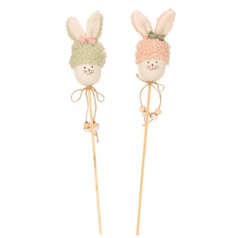 Easter Bunny Flower Stick Decoration | Plastic Egg Bunny with Fabric Hat 38cm I Each