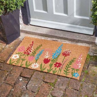 Flower Field Coir Door Mat 45x75cm – Outdoor & Indoor Entrance Mat