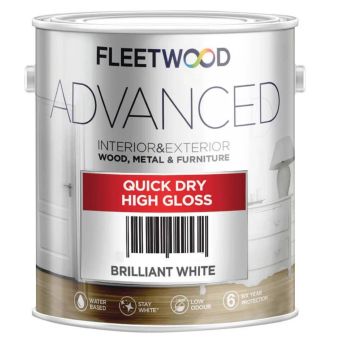 Fleetwood Advanced Quick Drying High Gloss Paint 5L – Brilliant White Interior & Exterior Trim Paint