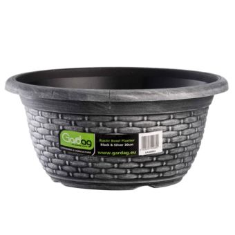 Gardag Rustic Bowl Garden Planter Pot 30cm - Black & Silver