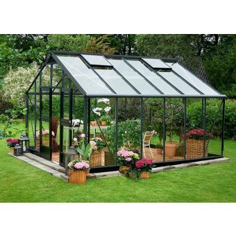 The Gardener Range of 12ft Wide Greenhouses - Anthracite & Black Finish