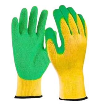 Green & Yellow Cotton and Latex Coated Garden Gloves I Universal Size