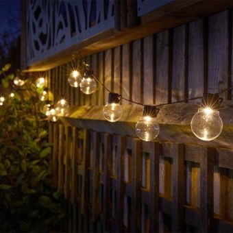 GloBulb Solar String Lights Set of 20 | Warm White Outdoor Party & Garden Lighting