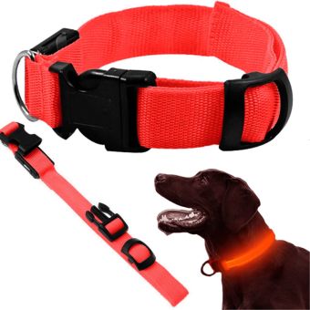 Glow-in-the-dark LED Collar for Dogs and Cats - Red