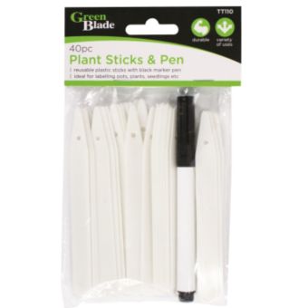 Green Blade Plant Sticks & Pen - 40 pieces
