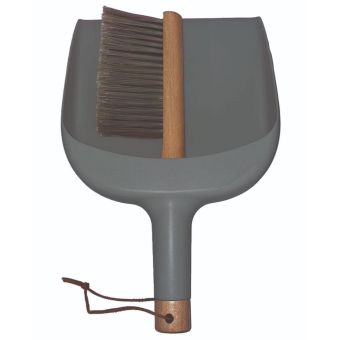 Grey & Beechwood Dustpan and Brush Set 22 x 34cm – Compact Handheld Sweeping Set