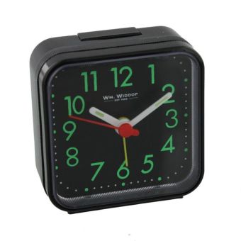 Wm. Widdop Black 6" Analogue Alarm Clock with Snooze & Light
