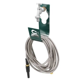 Green Tap Hose Holder with Laser-Cut Design, No-Slip Garden Hose Storage