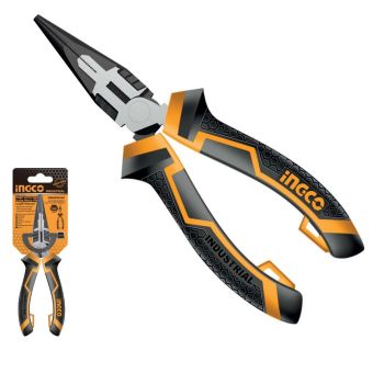 INGCO 160mm Long Nose Pliers | Cr-V Jaws, Induction-Hardened Cutter & Two-Colour TPR Handle