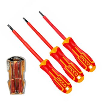 INGCO 3pcs Insulated Screwdriver Set 1000V | Industrial Quality, Non-Slip Ergonomic Handles