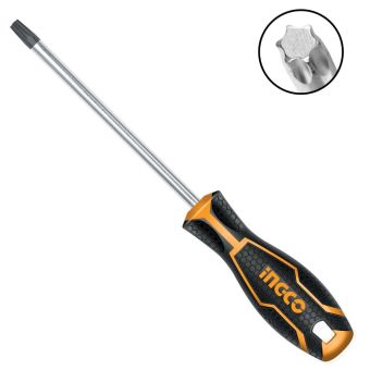 INGCO 6.0mm x 150mm T20 Torx Screwdriver | Swivel Cap, Ergonomic TPR/PP Handle