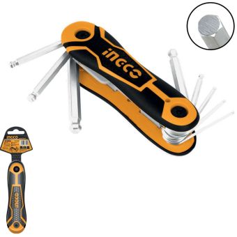 INGCO Ball Hex Key Set | Dual Material Handle, 270° Rotation & Chamfered Edges