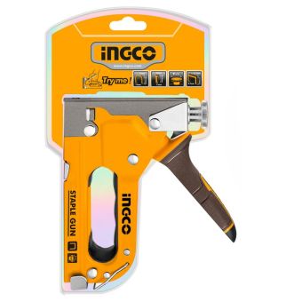 INGCO Staple Gun (4–14mm) | Stainless Steel, Adjustable Nailing Tension