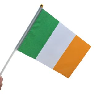 Ireland Hand Waving Flag on Stick 21 x 14cm – Irish Fabric Flag