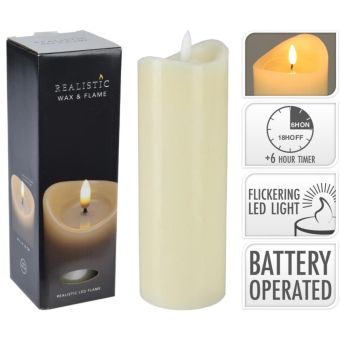 Ivory Realistic Flick Flame Candle - 70x200mm
