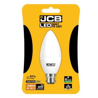 6w (40w Equivalent) JCB LED BC Opal Candle Light Bulb