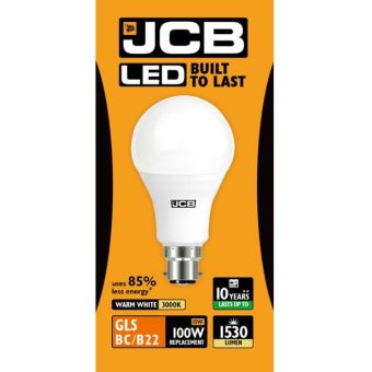 JCB LED A60 1520lm Opal 15w B22 2700k