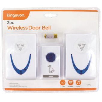 Kingavon 2 Pack Wireless Doorbell Set I 2 Receivers - 80m Range, 38 Chimes, No-Wire Easy Install