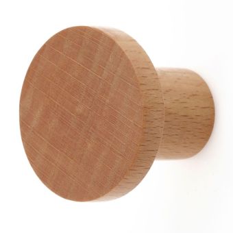 Light Stain Wooden Cabinet Knob Set 33mm – Classic Round Furniture Handles I Pack of 2