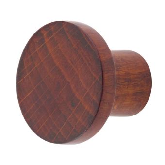 Medium Stain Wooden Cabinet Knob Set 33mm – Classic Round Furniture Handles I Pack of 2