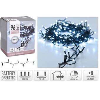 White LED Battery Christmas Lights - 96 Lights