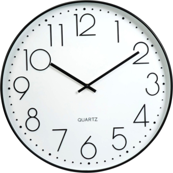 Large Black Wall Clock Quartz Modern Design I 50cm