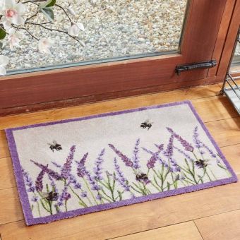 Lavender Bee Absorbent Door Mat 45x75cm I Non-Slip Washable Indoor Rug