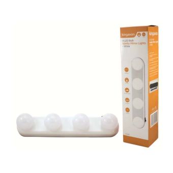 4 LED Bulb Vanity Mirror Lights - White Finish