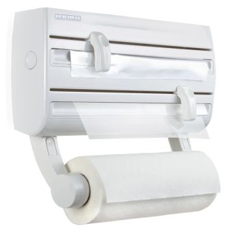 Leifheit Parat F2 Wall Mounted Kitchen Roll Holder – Foil, Cling Film & Kitchen Towel Dispenser I White