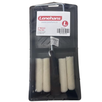 Lenehans 4" Mohair Paint Roller Tray Set – 4 Sleeves, Frame & Tray Kit