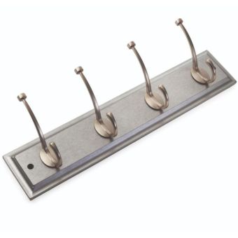 Lincoln 4 Hook Silver & Satin Nickel Coat Rack – Sleek and Stylish Storage Solution