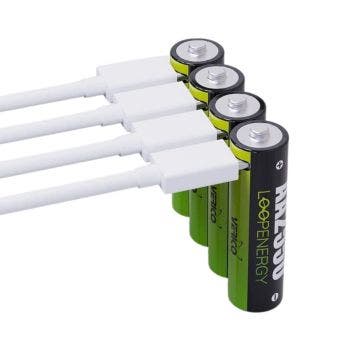 LoopEnergy AA Rechargeable Battery 4-Pack – USB-C Powered, High-Capacity 1.5V Eco Batteries