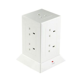4 USB + 8 x 13 Amp Power Hub - White