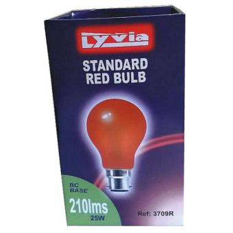 Lyvia 25W Standard GLS RED Bayonet Cap Fitting B22/ BC Light Bulb