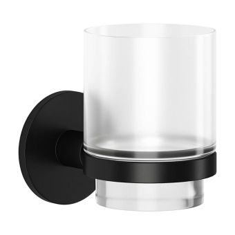 Malmo Black Tumbler Holder with Glass Tumbler – Elegant & Practical Bathroom Accessory
