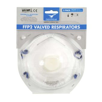 Glenwear FFP2 Valved Respirator Dust Mask - Pack of 3