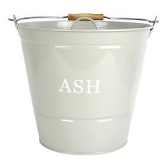 Mild steel construction Ash Bucket with wooden handle - Olive