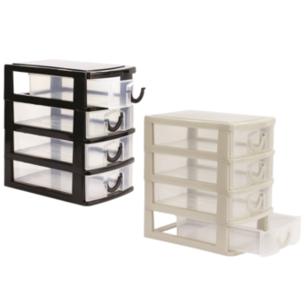 Ashley Mini 4 Drawer Storage Box Compact Desktop Organiser - Assorted Colours I Each