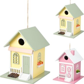 Pastel Spring Wooden Bird House 23 x 18cm - Assorted Colours