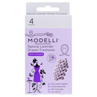 Modelli Compostable Drawer Freshener 4 Pack | Natural Lavender Scent Sachets for Wardrobes & Drawers