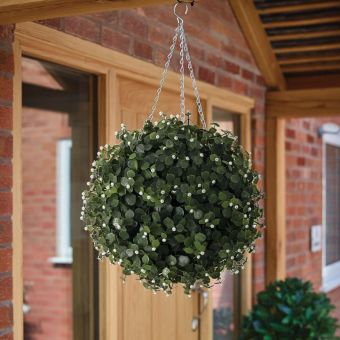 Nearly Natural 30cm Topiary Ball – White Flower Effect
