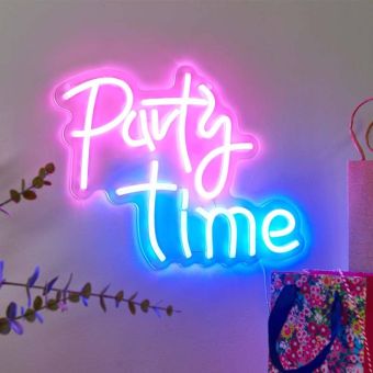 NeonEsque Party Time LED Neon Sign | USB Powered Low Voltage Wall Light