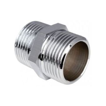 Chrome Hex Nipple - 1/2" X 1/2"