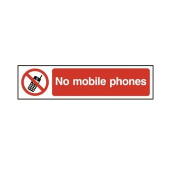 No mobile phones - PVC Sign (200mm x 50mm)