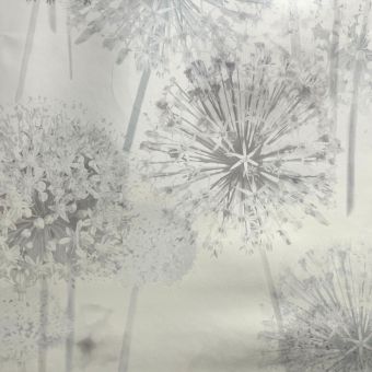 Oil Cloth White & Grey Flowers - Price per metre