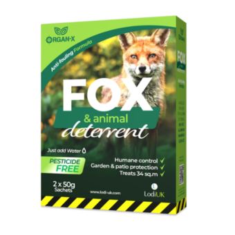 Organ-X Fox and Animal Deterrent Soluble Powder 30m² – Natural Wildlife Repellent for Gardens, Paths, and Crops